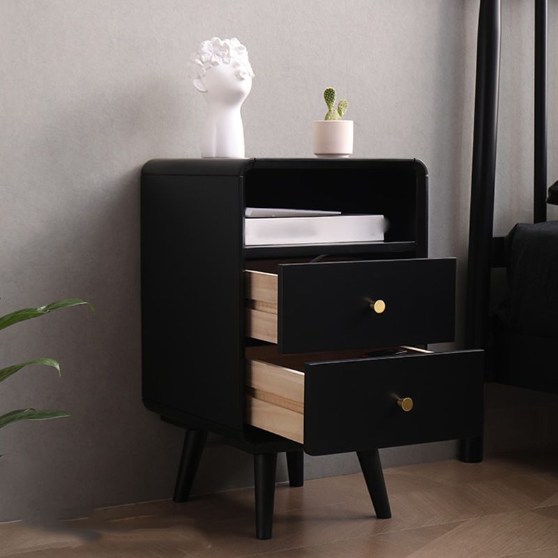 23 "H tavolo da notte in legno massiccio moderno a 2 gambe di stoccaggio aperto incluso