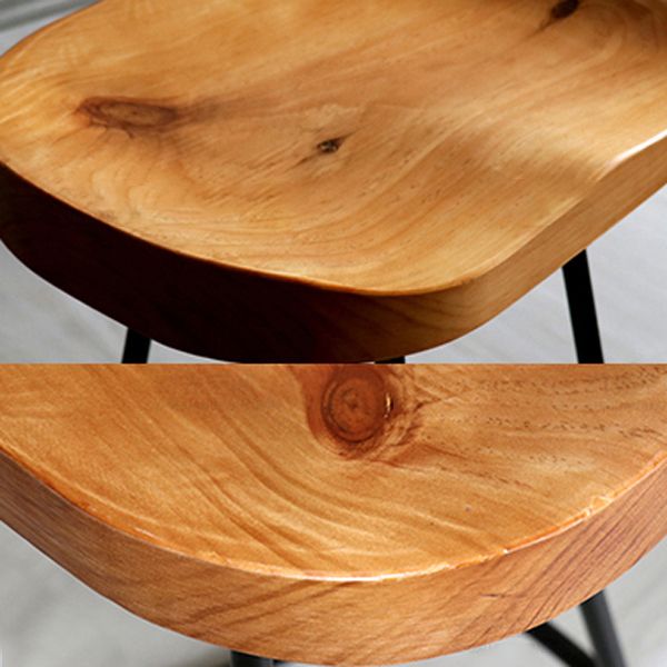 Modern Armless Backless Counter Stool Iron Cafe Bar Stool with Wooden Seat and Pedal Clearhalo 'Bar Furniture' 'Bar Stools' 'bar_stools' 'furn' 'furn_bar_stools' 'Furniture' 'furniture_bar_stools' 'Kitchen & Dining Furniture' 1200x1200_7fa3e10d-8111-43c8-8003-4e4ef2d156c9