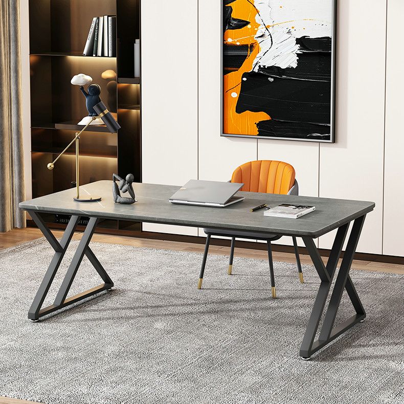 Rectangle Casual Dining Table Grey Tone Fixed Table with Sintered Stone Clearhalo ' dining_table' 'Dining Tables & Seating' 'Dining Tables' 'furn' 'furn_dining_table' 'Furniture' 'furniture_dining_table' 'Kitchen & Dining Furniture' 'kitchen&dining_furn' 'kitchen' 'kitchen_dining_table' 1200x1200_7fa437bf-2157-4d94-aa2e-00221c6ce349