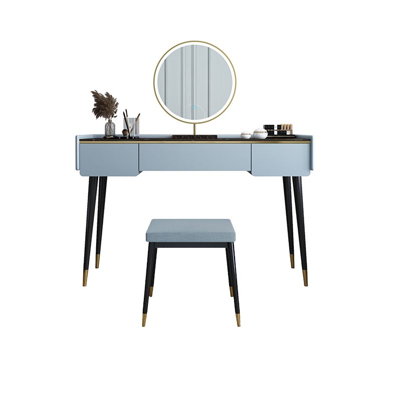 Glam houten framekrandtafel leisteen top ijdelheid met laden