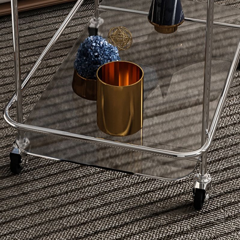 Mesa final de vidrio contemporánea con estante de ruedas incluye 25.6 "W Mesa auxiliar