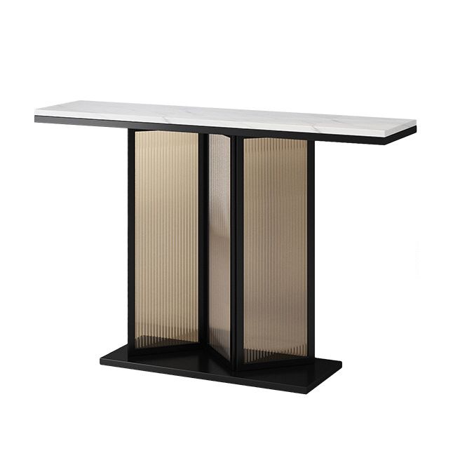 Stone Rectangle Console Table 1-Shelf 31.5" Tall Accent Table for Hall