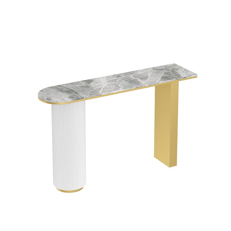 Glam Half Moon Console Table Marble Stain Resistant Scratch Resistant Console Clearhalo 'Console Tables' 'console_tables' 'Entry & Mudroom Furniture' 'furn' 'furn_console_tables' 'Furniture' 1200x1200_7fa67850-604c-4c96-8a5b-15a62e871b60