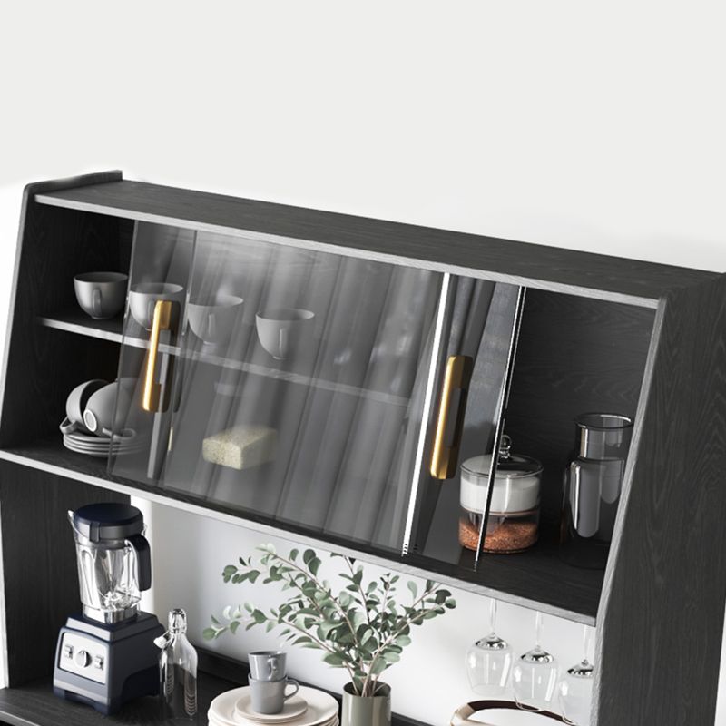 Black Glam Buffet Sideboard Doors Cabinets Drawers Dining Buffet Clearhalo 'buffet_sideboard' 'Buffets & Sideboards' 'furn' 'furn_buffet_sideboard' 'Furniture' 'Kitchen & Dining Furniture' 1200x1200_7fa79486-1d79-448e-89cf-9f62175ccbd8