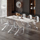 Table à manger en pierre moderne médiévale, Table à Double piédestal pour cuisine