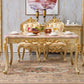 Forma rectangular mesa de comedor de estilo victoriano mesa fija con mármol