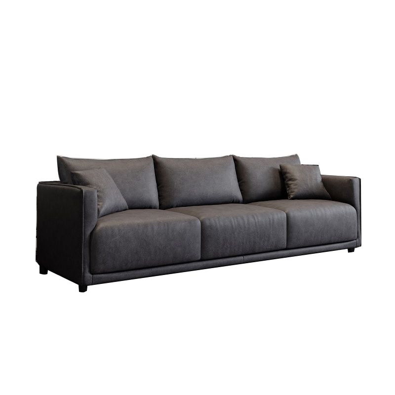 Faux Leather Sofa 29.52" D x 29.52" H Square Arm Sofa for Living Room Clearhalo 'furn' 'furn_sofas' 'Furniture' 'furniture_sofas' 'Living Room Furniture' 'Sofa' 'sofas' 1200x1200_7fa92864-2639-44f1-a0c1-8f9a4a8c7d03