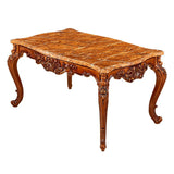 Rectangle Victorian Style Dining Table Brown Tone Fixed Table with Marble Clearhalo ' dining_table' 'Dining Tables & Seating' 'Dining Tables' 'furn' 'furn_dining_table' 'Furniture' 'furniture_dining_table' 'Kitchen & Dining Furniture' 'kitchen&dining_furn' 'kitchen' 'kitchen_dining_table' 1200x1200_7faaf8c5-43f4-4098-a825-b3a5a81166fb