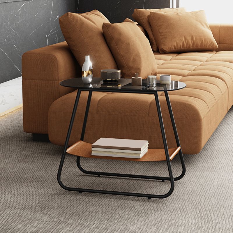 Mesa lateral de trineo elíptico de vidrio 20.9 "de altura de 1 estante