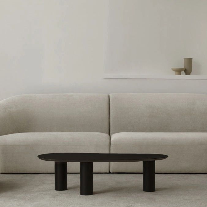 Mesa de centro escandinava de madera y metal Mesa de cóctel con tapa irregular y 3 patas
