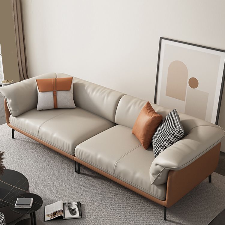 Zeitgenössischer 32,67 "hoher echter Lederkissen -Oberarmsofa