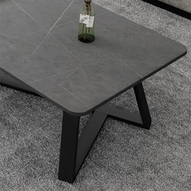 Glam Stone Coffee Table with Black Steel Base and Rectangle Top Clearhalo 'Coffee & Accent Tables' 'Coffee Tables' 'coffee_tables' 'furn' 'furn_coffee_tables' 'Furniture' 'Living Room Furniture' 1200x1200_7fae965f-25e9-46c3-affe-dffcc9c21f5d
