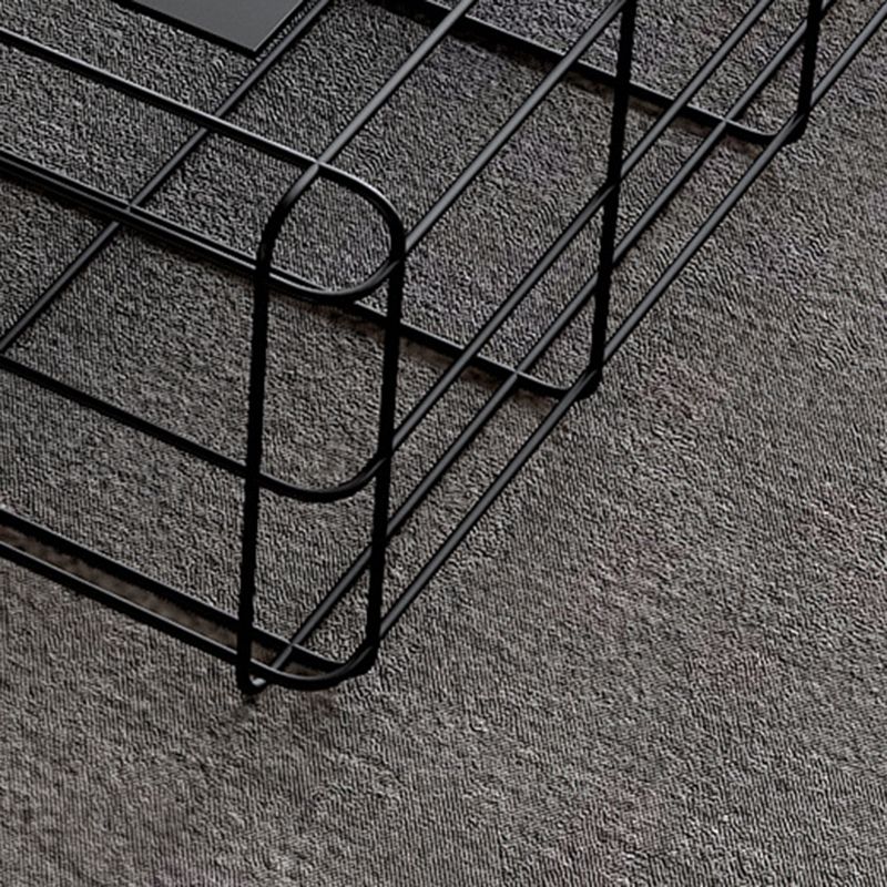 Frame Geometric Coffee Table Mid Century Black Finish Iron Cocktail Table