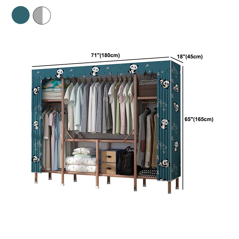 Bruin metalen frame garderobe armoire moderne vouwgarderobe kast