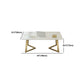 Curved Glam Office Desk with Metal Legs Writing Desk Iron and Stone