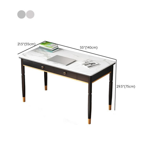 Accueil Glam Stone Writing bureau bureau de bureau rectangulaire avec tiroirs