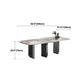 Modern Style Dining Table Sintered Stone Rectangle Table with Stainless Steel Base