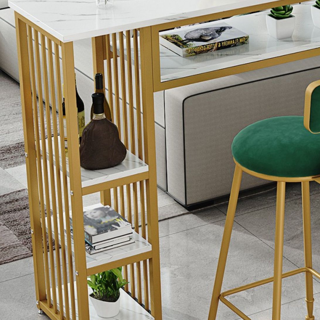 Glam Indoor Bar-Esstisch, rechteckiger Barhocker-Tisch aus Marmor