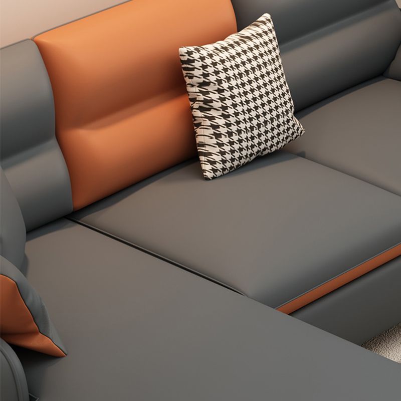 29.52 " H Faux Leather Square Arm Sofa & Chaise for Living Room Clearhalo 'furn' 'furn_sectionals' 'Furniture' 'Living Room Furniture' 'Sectionals' 1200x1200_7fbc67db-38b8-402c-a23e-e7dd89347e8c