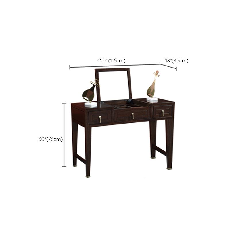 Tavolo da toeletta da toeletta in legno massiccio tradizionale tavolo da vanità per trucco a flip-top