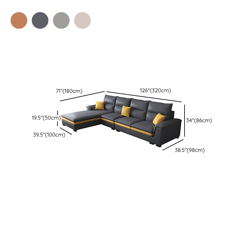 FAUX Cuir Sectional avec chaise coiffure Top Bras 4 places sectionnelle