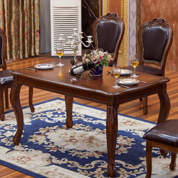 Rectangle Mid-Century Dining Table Brown Tone Fixed Table with Oakwood Solid Wood Clearhalo ' dining_table' 'Dining Tables & Seating' 'Dining Tables' 'furn' 'furn_dining_table' 'Furniture' 'furniture_dining_table' 'Kitchen & Dining Furniture' 'kitchen&dining_furn' 'kitchen' 'kitchen_dining_table' 1200x1200_7fc0fa8b-e1ab-4520-b5de-3112c4373f97
