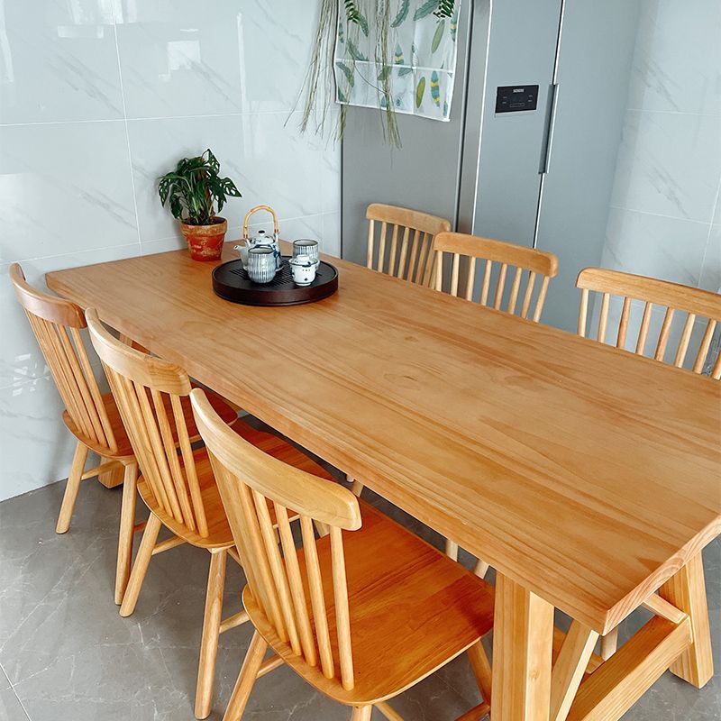Simplicity Pine Solid Wood Dining Table Rectangular Table in Wood Color with Four-leg Clearhalo ' dining_table' 'Dining Tables & Seating' 'Dining Tables' 'furn' 'furn_dining_table' 'Furniture' 'furniture_dining_table' 'Kitchen & Dining Furniture' 'kitchen&dining_furn' 'kitchen' 'kitchen_dining_table' 1200x1200_7fc1d305-223c-4f86-bfd8-cf3b60ddad43