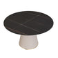 Glam Stone Table for Restaurant Round Table with White Pedestal