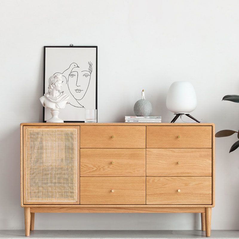 Contemporary Paned Cabinet Brown Pine and Cherry Accent Cabinet with Doors Clearhalo 'Cabinets & Chests' 'cabinets_chests' 'furn' 'furn_cabinets_chests' 'Furniture' 'Living Room Furniture' 1200x1200_7fc37c4d-b420-4886-944b-d9cfe46ed4be