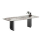 Modern Style Dining Table Sintered Stone Rectangle Table with Stainless Steel Base