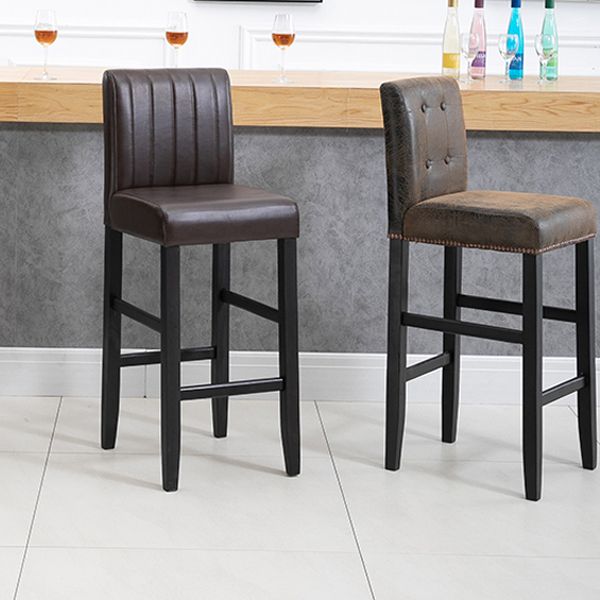 Modern Leather Solid Wood Barstool Bristol Bar Stool with Footrest and Low Back Clearhalo 'Bar Furniture' 'Bar Stools' 'bar_stools' 'furn' 'furn_bar_stools' 'furniture_bar_stools' 'Kitchen & Dining Furniture' 'kitchen&dining_furn' 'kitchen' 'kitchen_furn' Furniture' 1200x1200_7fc5a2f3-f48c-4e17-9d8f-054352f962d9