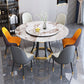 Round Sintered Stone Dining Table Modern Turntable Furniture with Solid Wood Pedestal Base Clearhalo 'Dining Tables & Seating' 'Dining Tables' 'dining_table' 'furn' 'furn_dining_table' 'Furniture' 'Kitchen & Dining Furniture' 1200x1200_7fc61479-1104-428a-945d-ab6f3c843e0d