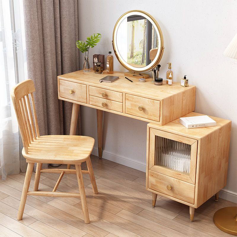 Rubberwood Vanity Table Drawers Simple Scandinavian Makeup Vanity Table