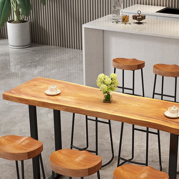 Tavolo da barra in legno massiccio marrone chiaro moderno tavolo da bistrot telaio metallico