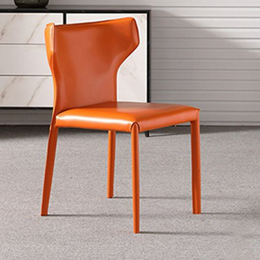 Modern Metal Dining Room Chair Armless Leather Side Chair for Home Use