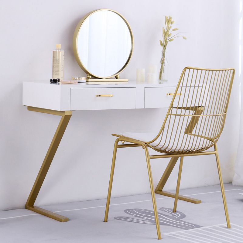 Glam Dresser with 2 Storage Drawers White Vanity Table for Bedroom Clearhalo 'Bedroom Furniture' 'furn' 'furn_makeup_vanities' 'Furniture' 'Makeup Vanities' 'makeup_vanities' 1200x1200_7fcd7b9f-1919-4466-bd08-a0a623245e3d