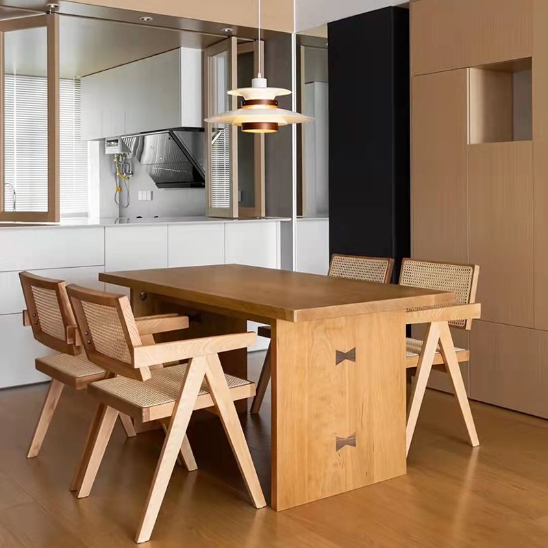 Modern Solid Wood Table for Restaurant Rectangle Table with Double Pedestal Clearhalo ' dining_table' 'Dining Tables & Seating' 'Dining Tables' 'furn' 'furn_dining_table' 'Furniture' 'furniture_dining_table' 'Kitchen & Dining Furniture' 'kitchen&dining_furn' 'kitchen' 'kitchen_dining_table' 1200x1200_7fce966a-5902-4546-8157-01b066e61192