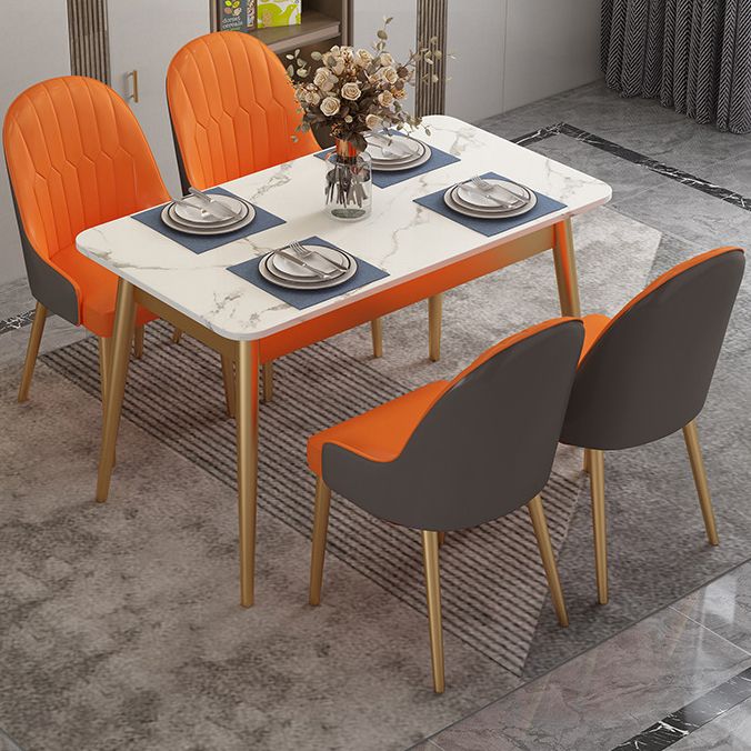Modern Style Sintered Stone Dining Table White Rectangle Table with Metal Base for Home Use Clearhalo ' dining_table' 'Dining Tables & Seating' 'Dining Tables' 'furn' 'furn_dining_table' 'Furniture' 'furniture_dining_table' 'Kitchen & Dining Furniture' 'kitchen&dining_furn' 'kitchen' 'kitchen_dining_table' 1200x1200_7fd10369-50d4-4c78-9bcf-16f7a14c2396