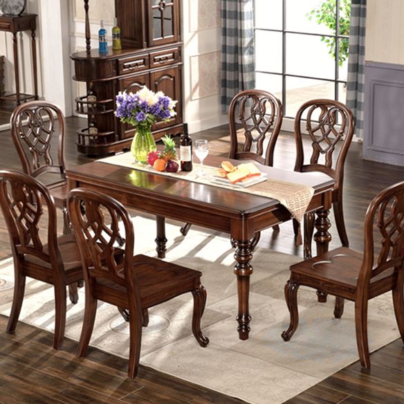 Traditional Style Solid Wood Dining Set with Rectangle Shape Table Table and 4 Legs Base Clearhalo 'Dining Room Sets' 'Dining Tables & Seating' 'dining_room_set' 'furn' 'furn_dining_room_set' 'Furniture' 'furniture_dining_room_set' 'Kitchen & Dining Furniture' 'kitchen&dining_furn' 'kitchen' 1200x1200_7fd26cd1-f89a-489d-a169-db107669b2ad