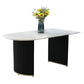 Freeform Double Pedestal Dining Table Luxury Fixed Table of Faux Marble Clearhalo 'Dining Tables & Seating' 'Dining Tables' 'dining_table' 'furn' 'furn_dining_table' 'Furniture' 'Kitchen & Dining Furniture' 1200x1200_7fd3214f-fb3c-49ca-8cb6-8c582a32c0c1