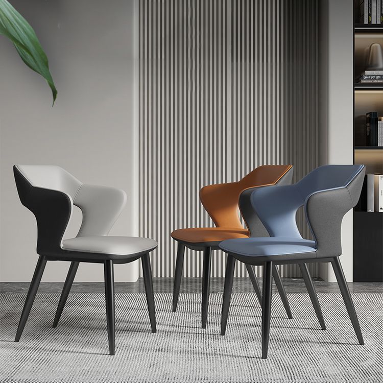 Contemporary Dining Arm Chair Matte Finish Leather Curved Open Back Chair Clearhalo ' kitchen&dining_furn' 'Dining Chairs' 'Dining Tables & Seating' 'dining_chair' 'furn' 'furn_dining_chair' 'Furniture' 'furniture_dining_chair' 'Hogar' 'Kitchen & Dining Furniture' 'kitchen' 'Mesa de Comedor y Asientos' 'Mueble de Cocina y Comedor' 'Muebles' 'Silla de Cocina / Comedor' 1200x1200_7fd3535b-56ae-40b7-9e59-884c8db641f1