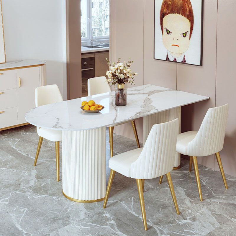 Nordic Glam Style Sintered Stone Rectangle Table Set 1/3/4/5 Pieces Dining Set Clearhalo 'Dining Room Sets' 'Dining Tables & Seating' 'dining_room_set' 'furn' 'furn_dining_room_set' 'Furniture' 'Kitchen & Dining Furniture' 1200x1200_7fd74610-b899-45b7-aca7-3c0a31e741c4