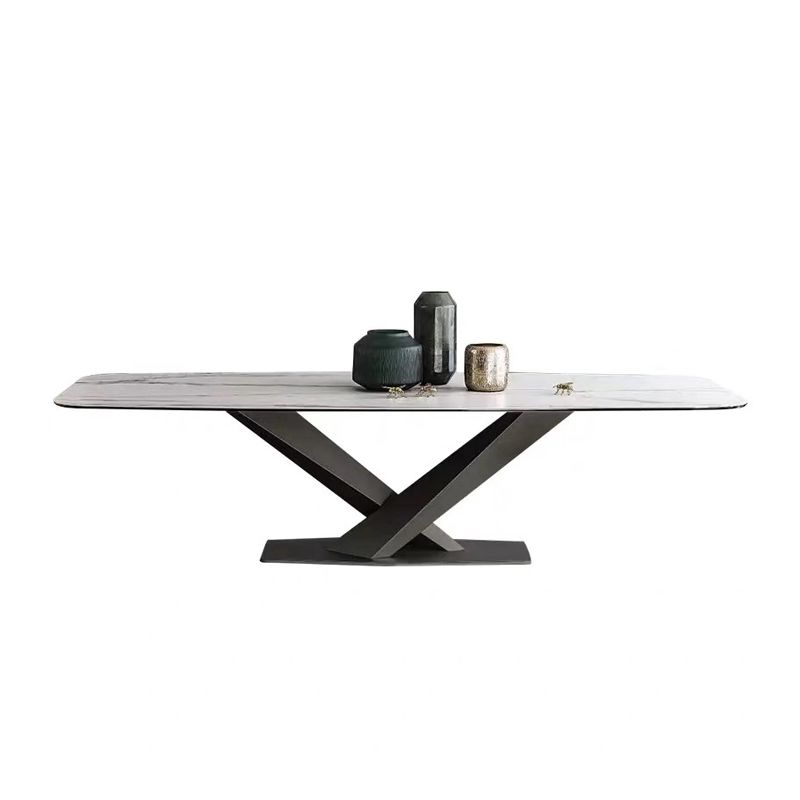 1/4/5/7 Pcs Metal Modern Dining Set with Rectangle Table and Pedestal Base Dinette Set Clearhalo 'Dining Room Sets' 'Dining Tables & Seating' 'dining_room_set' 'furn' 'furn_dining_room_set' 'Furniture' 'furniture_dining_room_set' 'Kitchen & Dining Furniture' 'kitchen&dining_furn' 'kitchen' 1200x1200_7fd88be5-5a11-452d-9896-a54cbbaffc5d