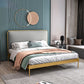 Contemporary Rectangular Headboard Standard Bed with Metal Legs