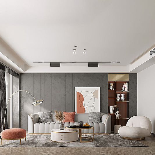 Zeitgenössisches Ledersofa Enge Rückentuxedo Armsofa für Wohnzimmer