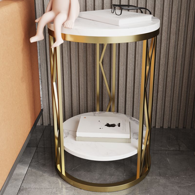 Round Slate Plate Table Plate Metal Frame Base Modern Style Side Table Clearhalo 'Coffee & Accent Tables' 'End & Side Tables' 'end_side_tables' 'furn' 'furn_end_side_tables' 'Furniture' 'Living Room Furniture' 1200x1200_7fdd2616-4ac7-4b86-b38f-8edc358370a6