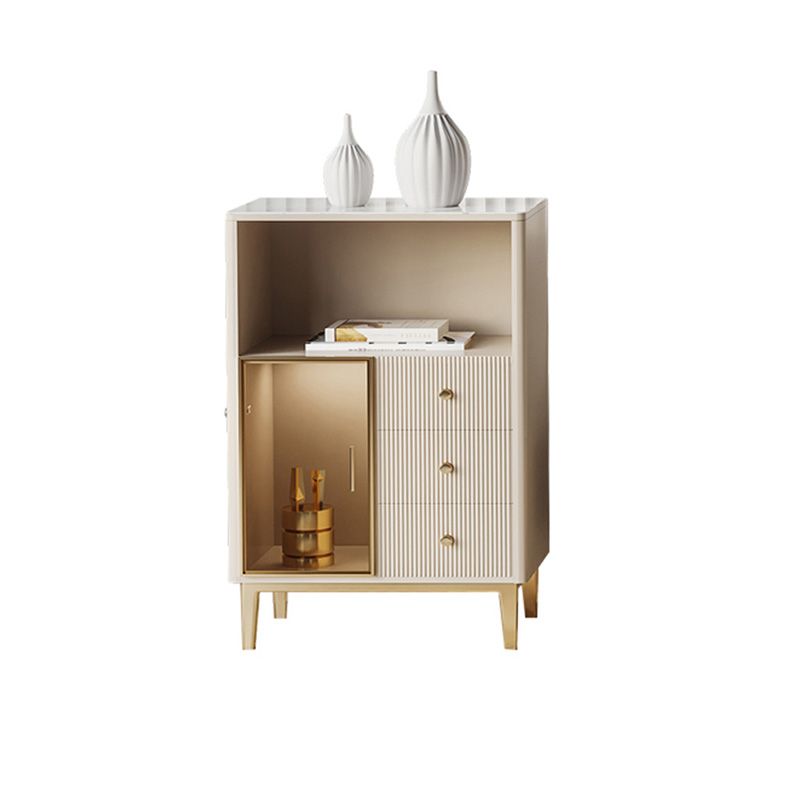 Creamdiera a 3 disegni in pietra sinterizzato bianco con gambe metalliche