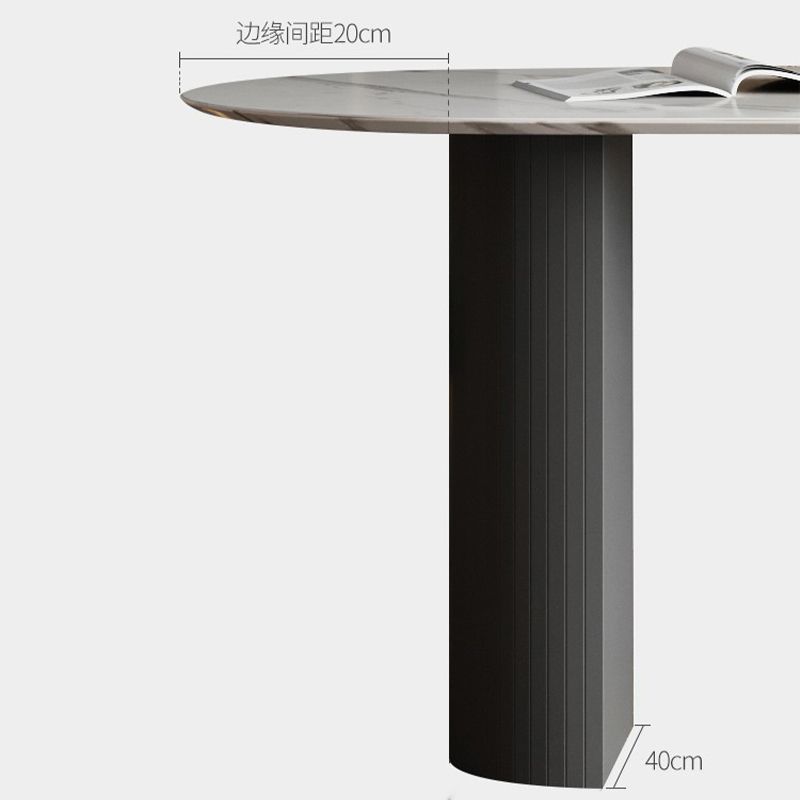 Stone Modern Oval Dining Table Matte Finish Double Pedestal Table for Home Clearhalo ' dining_table' 'Dining Tables & Seating' 'Dining Tables' 'Furniture' 'Kitchen & Dining Furniture' 'kitchen&dining_furn' 'kitchen' 1200x1200_7fdead71-553d-4577-b343-13e2e7263652