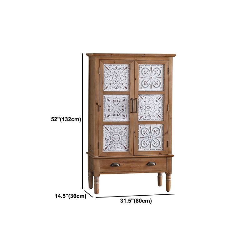 Gabinete de madera industrial con patas y cajones girados en marrón