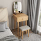 Scandinavian Solid Wood Vanity Dressing Table with Mirror and Stool